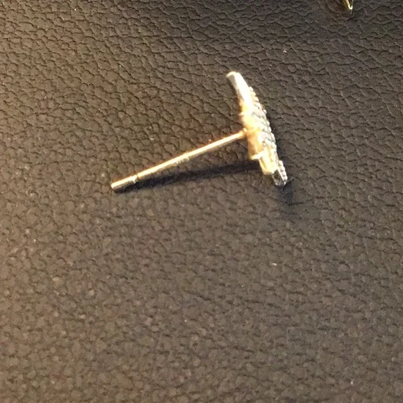 14K Yellow Gold Dainty CZ Star Earrings - Picture 6 of 7